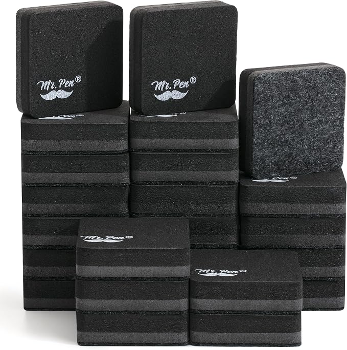 Mr. Pen- Mini Magnetic Dry Erase Erasers, 24 Pack | Black Small Magnetic - Image 9