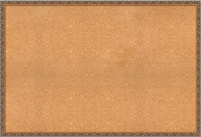 Amanti Art Natural Cork Board for Wall, 34x50 Vision Board with Bronze Frame, Oversize Corkboard Office Decor for Home Organization, Traditional Corkboard Pinboard to Display Items for Home-DeskLoop Office