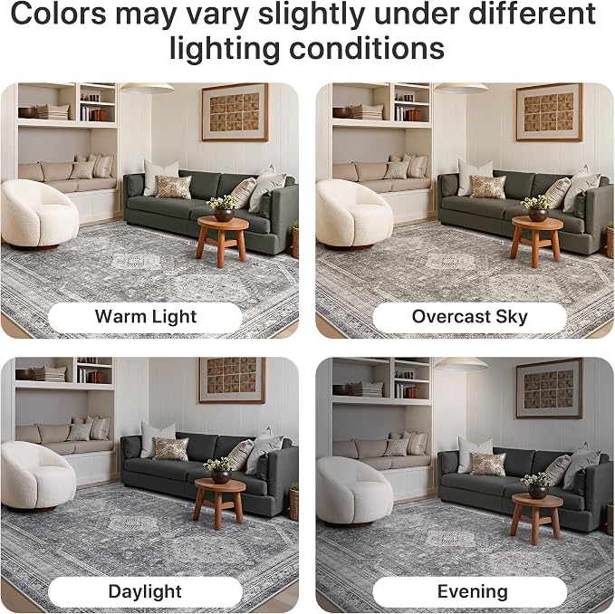 GENIMO 5x7 Area Rugs for Living Room, Machine Washable Non Slip Rugs, Low Pile - Image 8