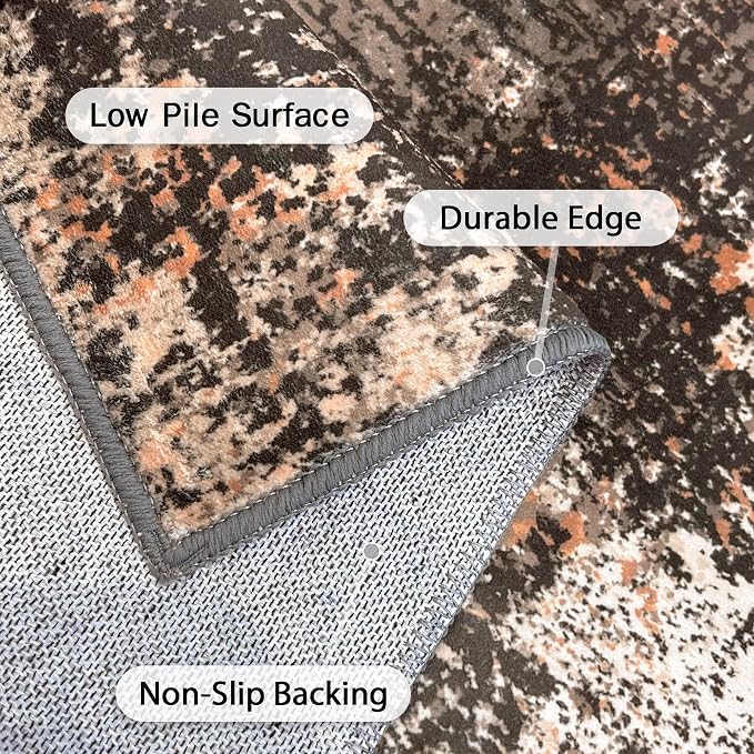 GENIMO Washable Area Rugs for Living Room, 8x10 Vintage Non Slip Rugs, Low Pile - Image 9