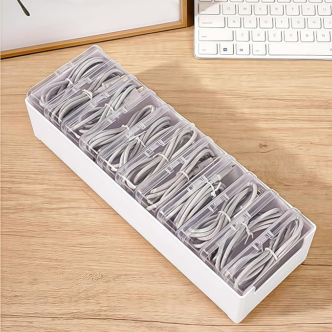 2 Pcs 11 Box Cable Organizer Storage Box, Desktop Cable Management - Image 3