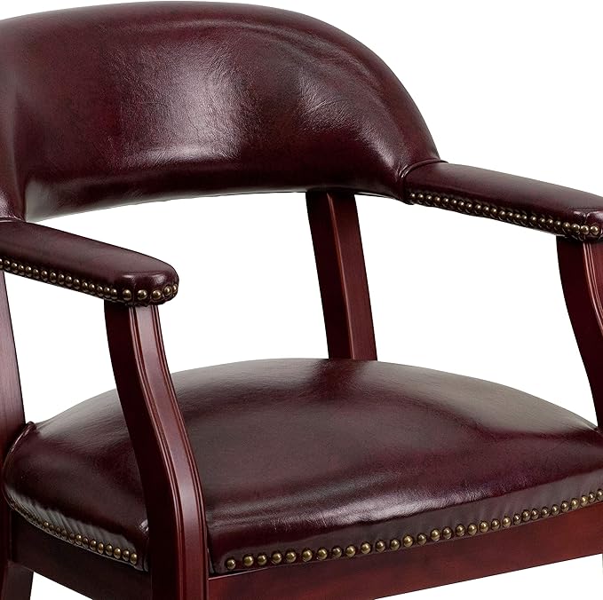 EMMA + OLIVER Oxblood Vinyl Luxurious Conference Chair with Casters-DeskLoop Office