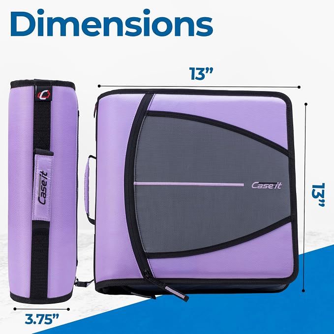 Case-it Mighty Zip Tab School Zipper Binder | 3-Inch O-Rings, 600-Sheet Capacity - Image 5