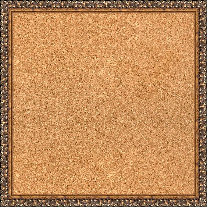 Amanti Art Natural Cork Board for Wall, 20x20 Vision Board with Bronze Frame, Small Corkboard Office Decor for Home Organization, Traditional Corkboard Pinboard to Display Items for Home Organization-DeskLoop Office