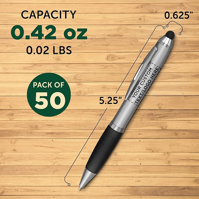 DISCOUNT PROMOS Custom Stylus Ballpoint Pens Set of 50, Personalized Bulk Pack - Image 5