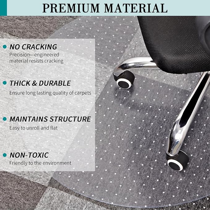 BesWin Office Chair Mat for Carpet, Thick and Sturdy Carpet Protector for Work - Image 6