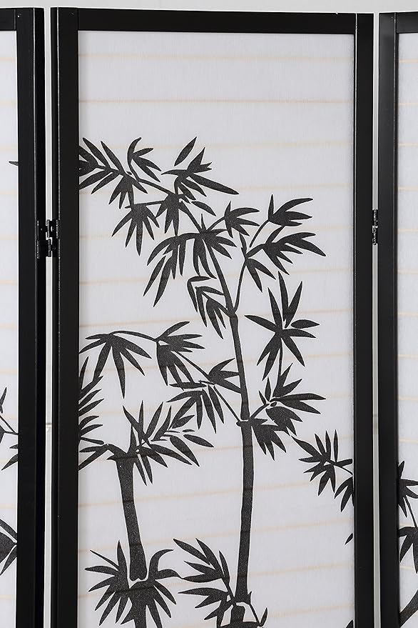 NicBex Room Divider 4 Panel Room Dividers with Oriental Style Partition Room Dividers and Folding Privacy Screens Wall Divider for Home, Office, Room Separation,72" W x 1" D x 71" H, Black-DeskLoop Office