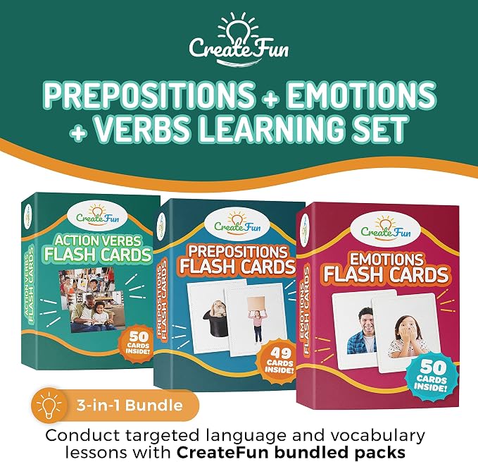 149 Prepositions, Emotions & Action Verbs Flash Cards Set - Image 2