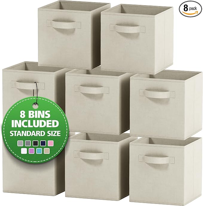 Set of 8 Foldable Fabric Storage Cube Bins | Collapsible Cloth Organizer by Royexe+Home