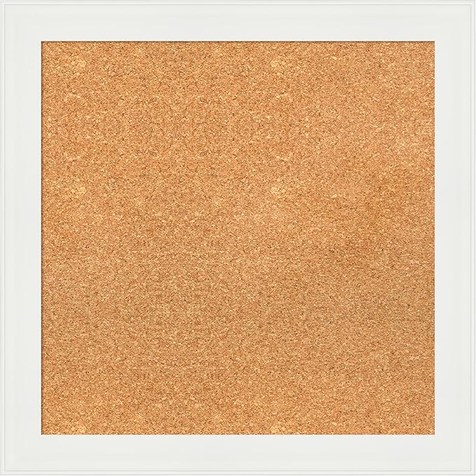 Amanti Art Natural Cork Board for Wall, 23x23 Vision Board with White Frame, Medium Corkboard Office Decor for Home Organization, Casual Corkboard Pinboard to Display Items for Home Organization in-DeskLoop Office
