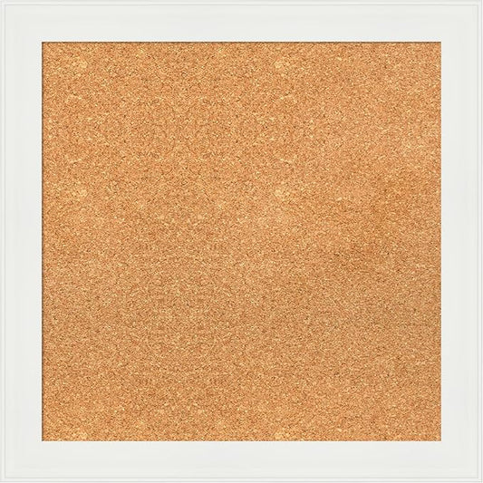 Amanti Art Natural Cork Board for Wall, 23x23 Vision Board with White Frame, Medium Corkboard Office Decor for Home Organization, Casual Corkboard Pinboard to Display Items for Home Organization in-DeskLoop Office