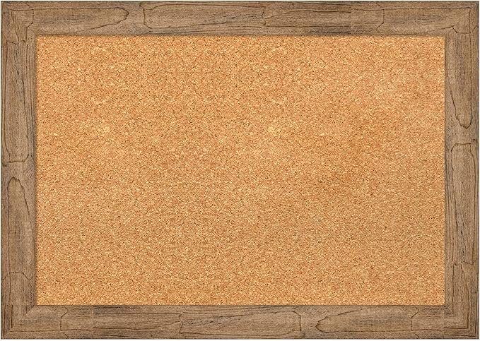 Amanti Art Natural Cork Board for Wall, 20x28 Vision Board with Brown Wood Frame, Medium Corkboard Office Decor for Home Organization, Rustic Farmhouse Corkboard Pinboard to display items for home-DeskLoop Office