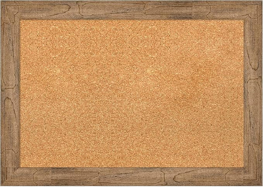Amanti Art Natural Cork Board for Wall, 20x28 Vision Board with Brown Wood Frame, Medium Corkboard Office Decor for Home Organization, Rustic Farmhouse Corkboard Pinboard to display items for home-DeskLoop Office