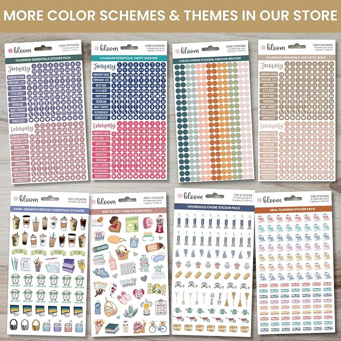 bloom daily planners Neutral Aesthetic Calendar Essentials Planner Stickers - Image 7