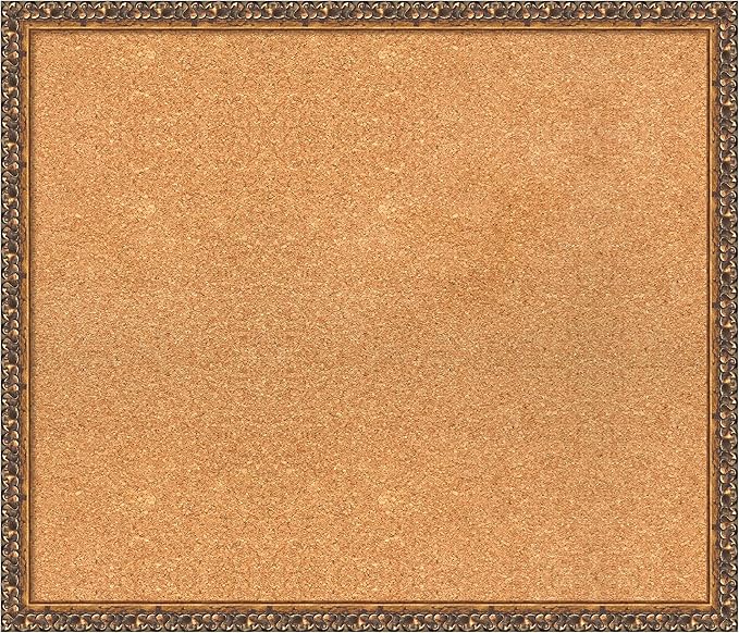 Amanti Art Natural Cork Board for Wall, 24x28 Vision Board with Bronze Frame, Medium Corkboard Office Decor for Home Organization, Traditional Corkboard Pinboard to Display Items for Home-DeskLoop Office