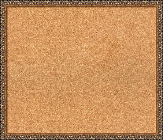Amanti Art Natural Cork Board for Wall, 24x28 Vision Board with Bronze Frame, Medium Corkboard Office Decor for Home Organization, Traditional Corkboard Pinboard to Display Items for Home-DeskLoop Office