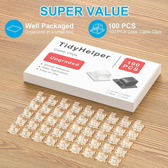 100 PCS Cable Clips, Upgraded Adhesive Wire Clips - Image 2
