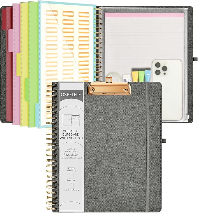 Ospelelf Foldable Spiral Clipboard Folio by OspelelfOfficeSupplies
