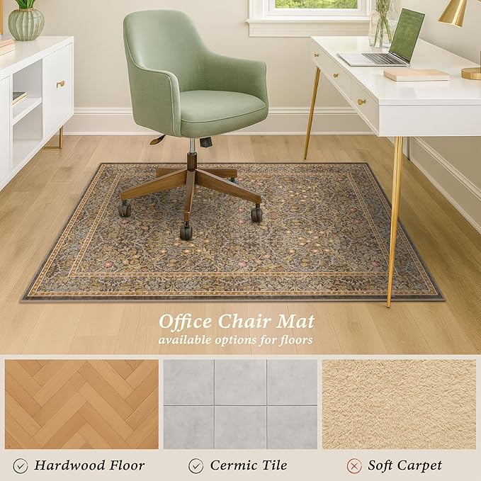 Vintage Gold Brown Office Chair Mat - Image 4