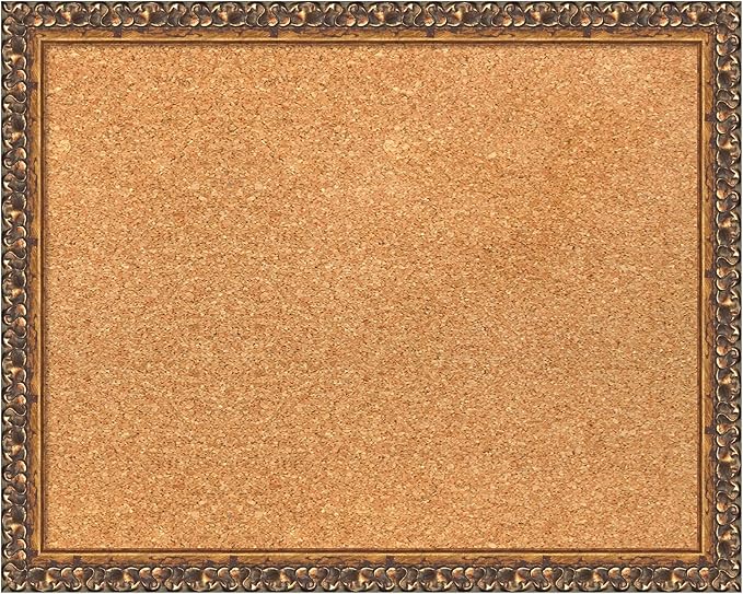 Amanti Art Natural Cork Board for Wall, 16x20 Vision Board with Bronze Frame, Small Corkboard Office Decor for Home Organization, Traditional Corkboard Pinboard to Display Items for Home Organization-DeskLoop Office
