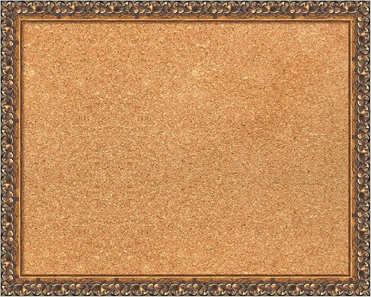 Amanti Art Natural Cork Board for Wall, 16x20 Vision Board with Bronze Frame, Small Corkboard Office Decor for Home Organization, Traditional Corkboard Pinboard to Display Items for Home Organization-DeskLoop Office