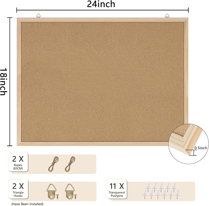 DAHAPYBOO 24x18 Cork Board for Office - Image 2