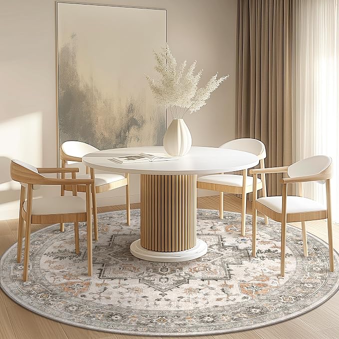 GENIMO 5FT Round Area Rugs for Living Room, Circle Rugs Machine Washable Low - Image 2