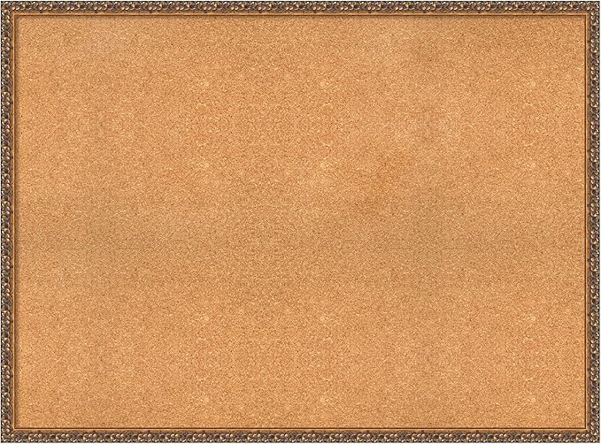 Amanti Art Natural Cork Board for Wall, 34x46 Vision Board with Bronze Frame, Oversize Corkboard Office Decor for Home Organization, Traditional Corkboard Pinboard to Display Items for Home-DeskLoop Office