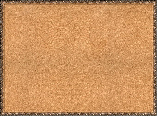 Amanti Art Natural Cork Board for Wall, 34x46 Vision Board with Bronze Frame, Oversize Corkboard Office Decor for Home Organization, Traditional Corkboard Pinboard to Display Items for Home-DeskLoop Office