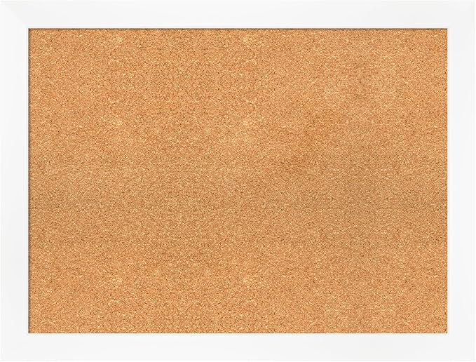 Amanti Art Natural Cork Board for Wall, 25x33 Vision Board with White Frame, Large Corkboard Office Decor for Home Organization, Modern Corkboard Pinboard to Display Items for Home Organization in-DeskLoop Office