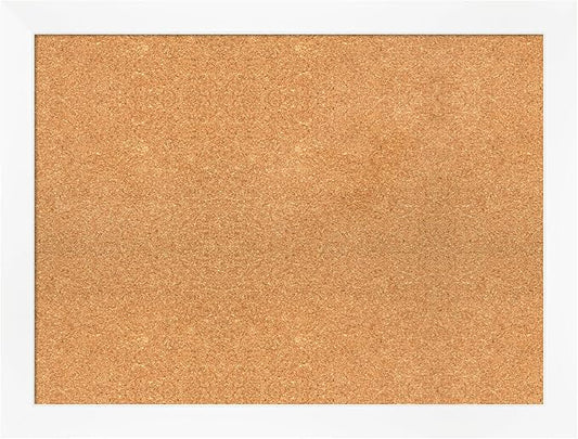 Amanti Art Natural Cork Board for Wall, 25x33 Vision Board with White Frame, Large Corkboard Office Decor for Home Organization, Modern Corkboard Pinboard to Display Items for Home Organization in-DeskLoop Office