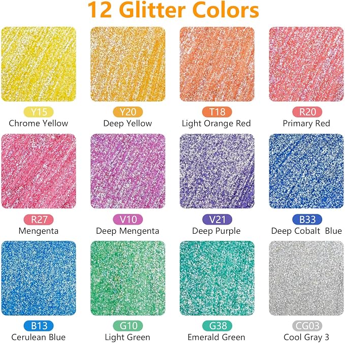 Artecho Glitter Paint Pens, 12 Colors Acrylic Glitter Markers - Image 2