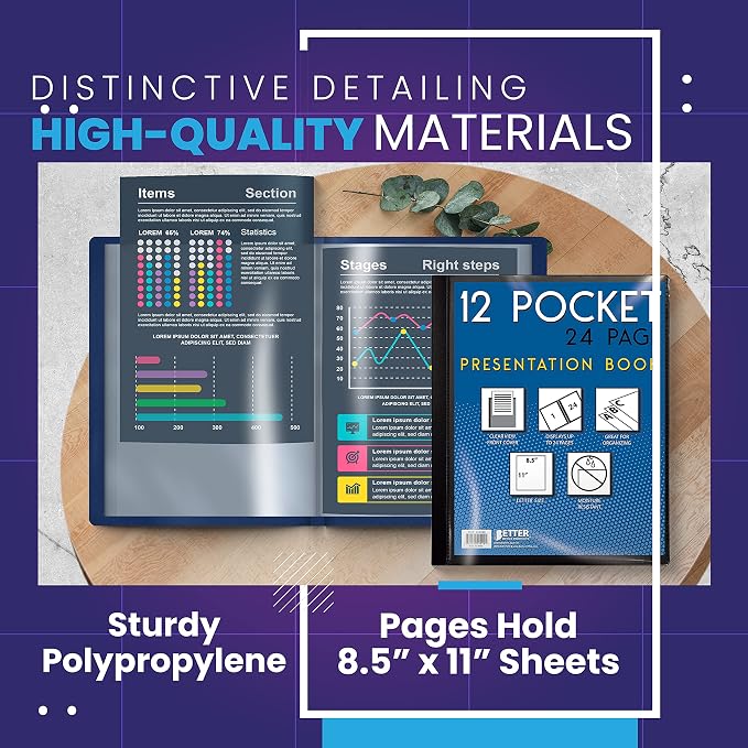Better Office Products 12 Pocket Bound Presentation Book, 24 Sheet Protector - Image 4