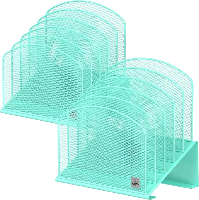 Delifox Incline File Organizer for Desk, 5-Section Mesh Metal Desktop File by Delifox