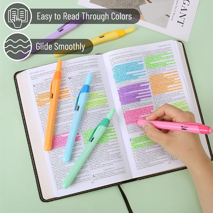 Mr. Pen- Retractable Highlighters, 6 Pack, Bright Colors | Chisel Tip - Image 3