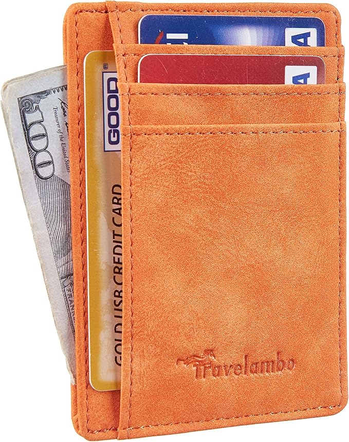 Travelambo Slim Wallet Front Pocket Minimalist Leather RFID Blocking Medium Size - Image 2