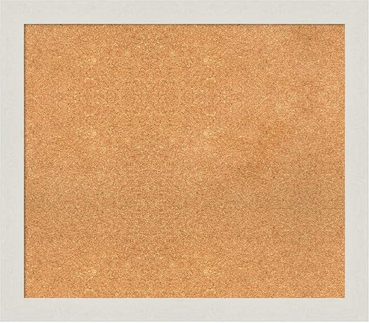Amanti Art Natural Cork Board for Wall, 27x31 Vision Board with White Frame, Large Corkboard Office Decor for Home Organization, Country Rustic Corkboard Pinboard to Display Items for Home-DeskLoop Office