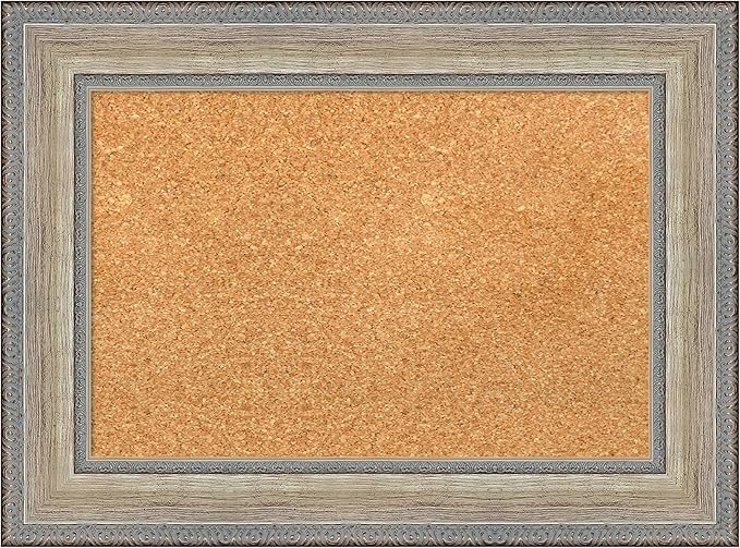Amanti Art Natural Cork Board for Wall, 17x23 Vision Board with Silver Wood Frame, Small Corkboard Office Decor for Home Organization, Traditional Corkboard Pinboard to Display Items for Home-DeskLoop Office