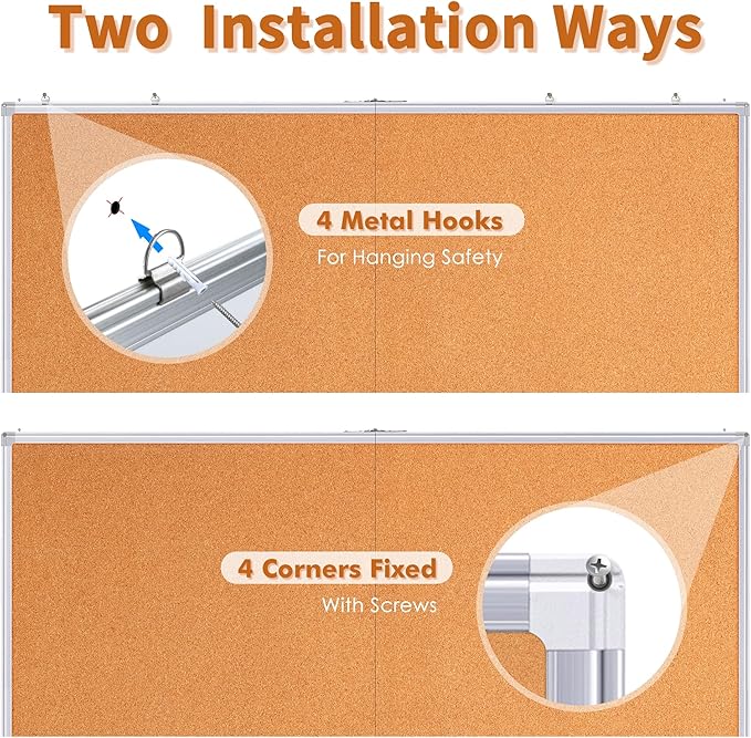 maxtek Large Cork Board 60 x 48 in, Bulletin Board for Walls, 5'x 4' Extra Aluminum Framed Corkboard, Foldable Wall Mounted Back to School Pin Memo Notice Cork Board for Office, Home Wall Display-DeskLoop Office