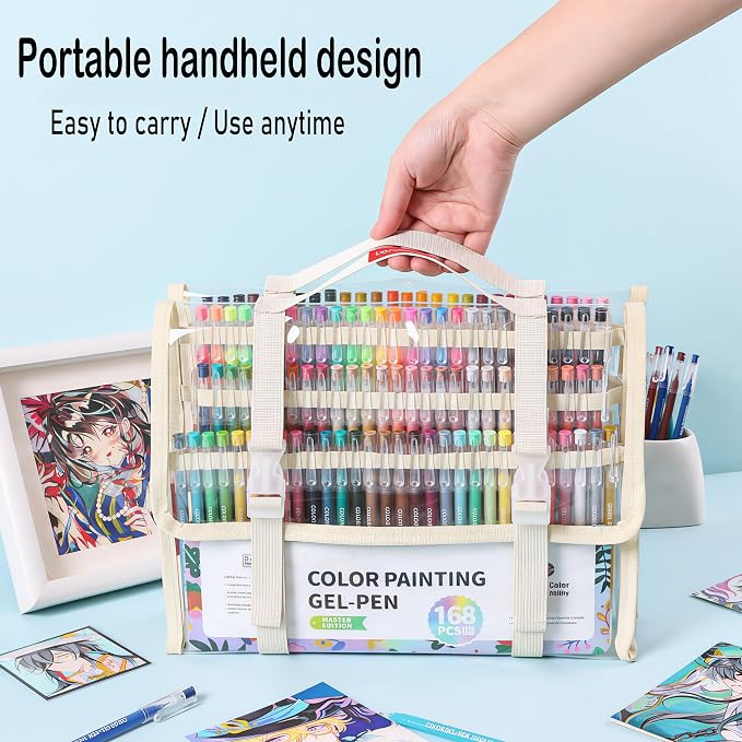 168 Colored Gel Pens Set, 0.6mm Fine Point - Image 4