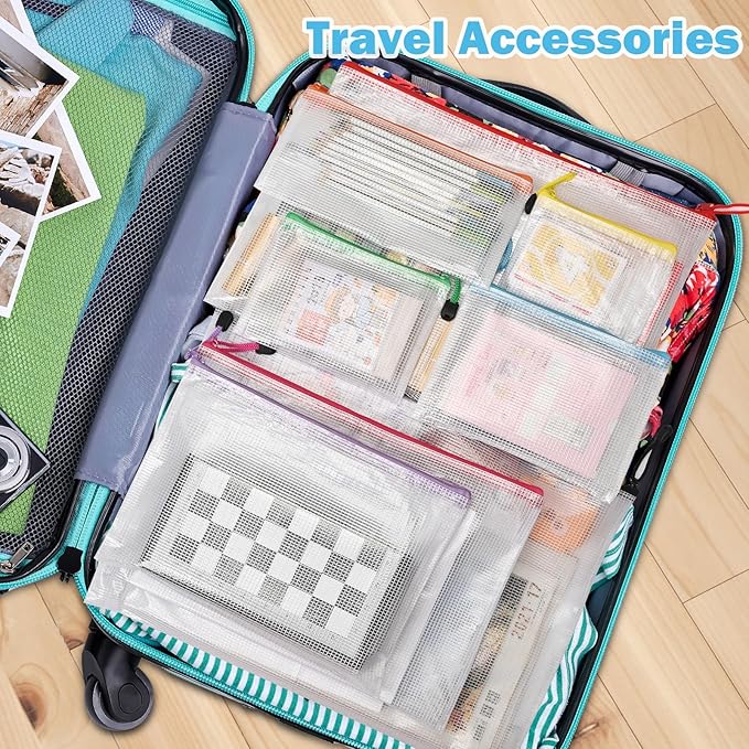 20pcs Mesh Zipper Pouch Bags,9 Sizes Plastic Zipper Bags for Organization,Reusable Zipper Pouches for Puzzle Board Game Storage,for Travel School Office Supplies.-DeskLoop Office