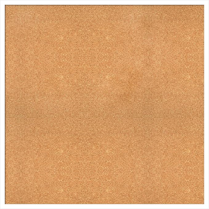Amanti Art Natural Cork Board for Wall, 35x35 Vision Board with White Frame, Oversize Corkboard Office Decor for Home Organization, Modern Corkboard Pinboard to Display Items for Home Organization in-DeskLoop Office