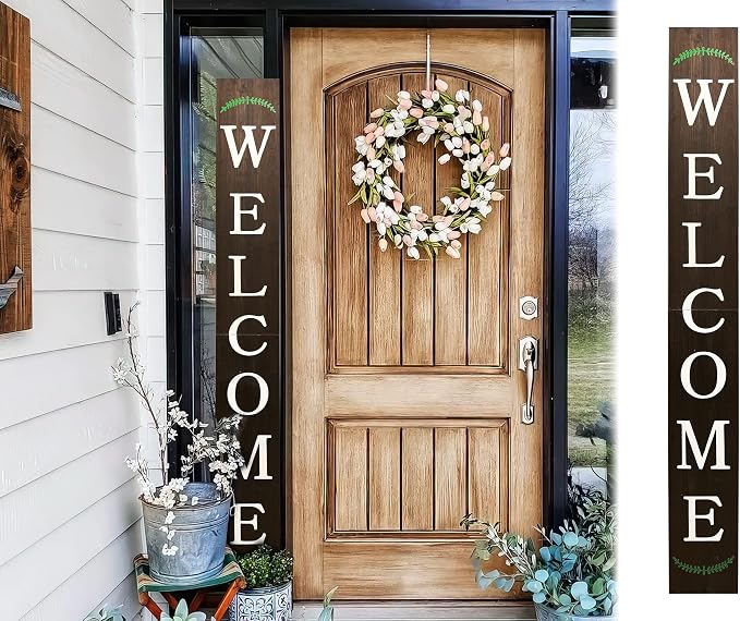 Tall Outdoor Welcome Sign, 6ft Brown Rustic Modern Farmhouse Welcome Sign - Image 2