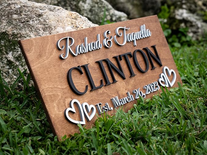 Custom Family Name Sign | Personalized Wooden Wedding Gift | Rustic Last Name - Image 2