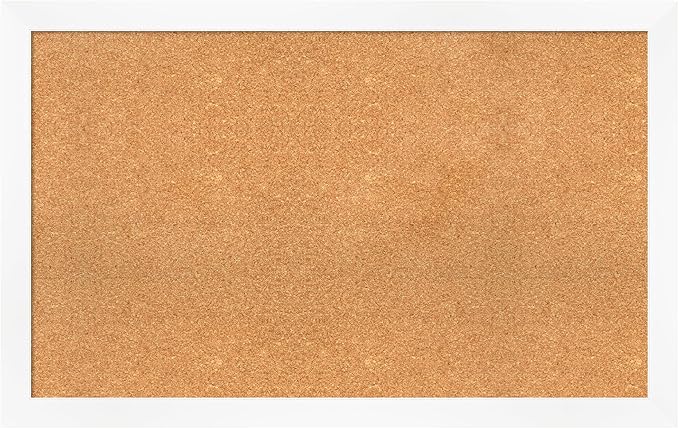 Amanti Art Natural Cork Board for Wall, 27x43 Vision Board with White Frame, Large Corkboard Office Decor for Home Organization, Modern Corkboard Pinboard to Display Items for Home Organization in-DeskLoop Office