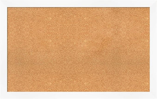 Amanti Art Natural Cork Board for Wall, 27x43 Vision Board with White Frame, Large Corkboard Office Decor for Home Organization, Modern Corkboard Pinboard to Display Items for Home Organization in-DeskLoop Office