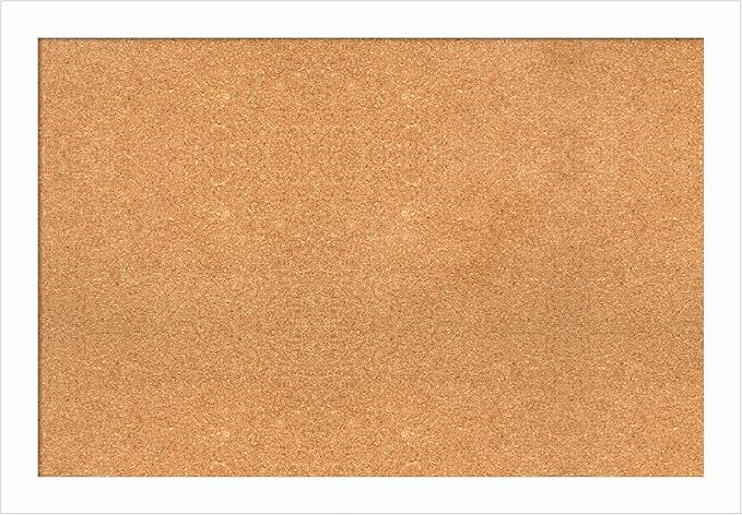 Amanti Art Natural Cork Board for Wall, 27x39 Vision Board with White Frame, Large Corkboard Office Decor for Home Organization, Casual Corkboard Pinboard to Display Items for Home Organization in-DeskLoop Office