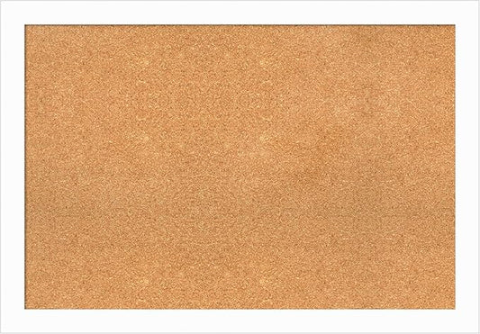 Amanti Art Natural Cork Board for Wall, 27x39 Vision Board with White Frame, Large Corkboard Office Decor for Home Organization, Casual Corkboard Pinboard to Display Items for Home Organization in-DeskLoop Office