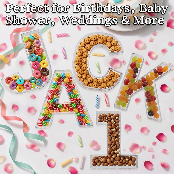 11" Clear Acrylic Letter & Number Charcuterie Tray-Reusable Fillable Alphabet - Image 4