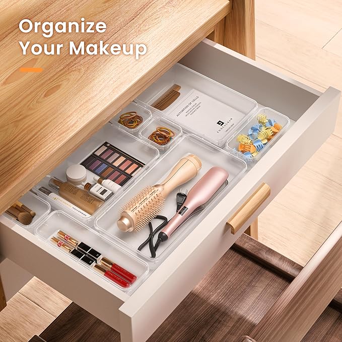 A-LuGei 【46PCS & 5Sizes Clear Drawer Organizer, 【Hold 277 Items】 Makeup - Image 3